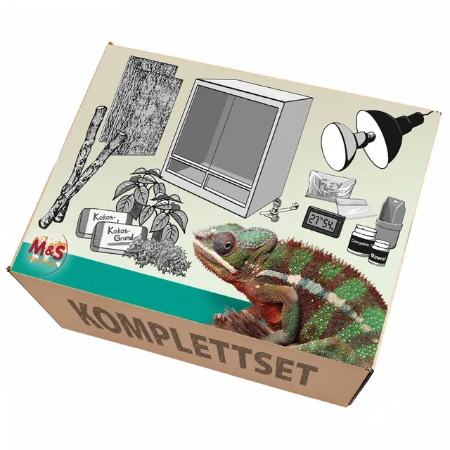 M&S Reptilien Chamäleon Terrarium-Set Holz Variante hoch