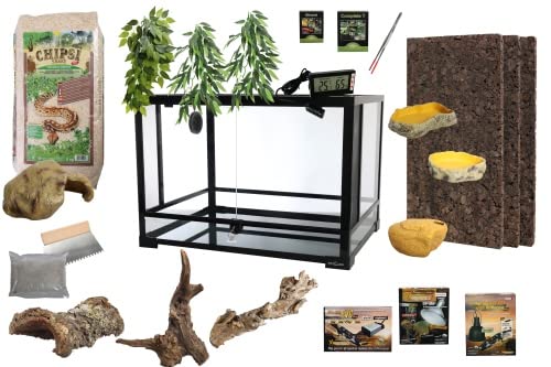 M&S Reptilien Komplettset Deluxe Leopardgecko Terrarium 91x46 Glas