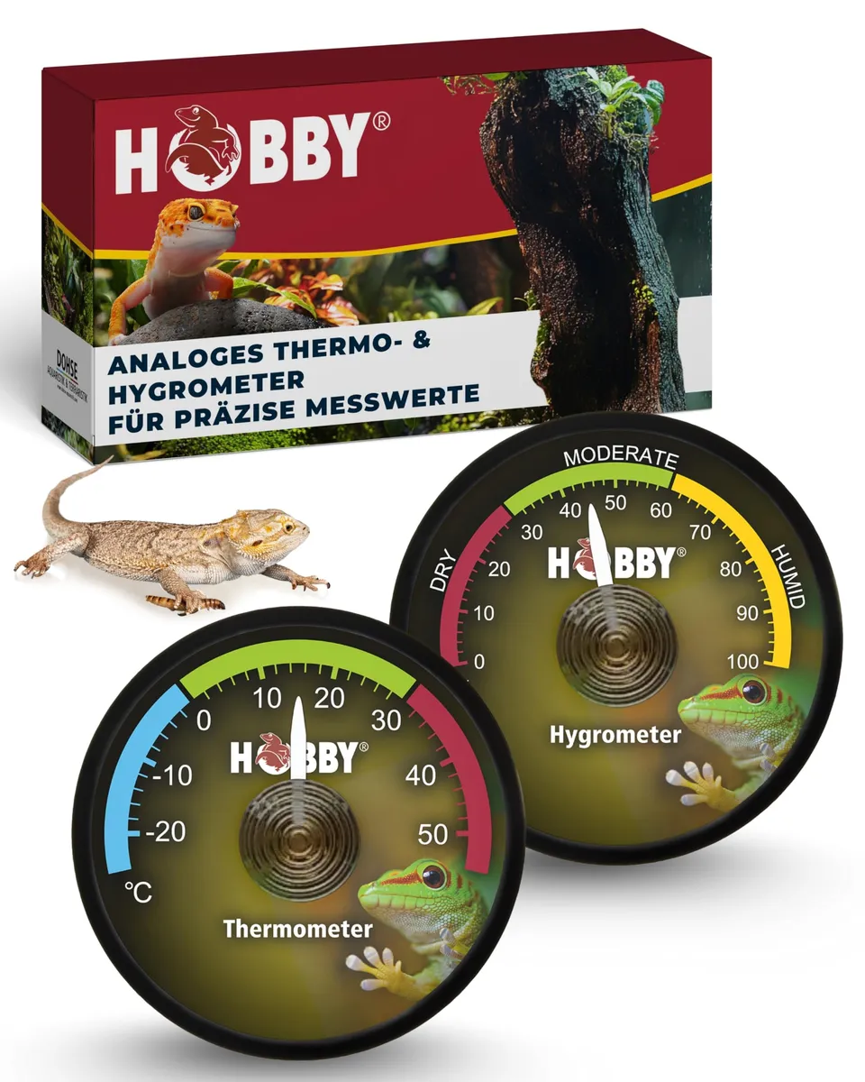 Hobby Hygrometer Thermometer analog selbstklebend Terrarium