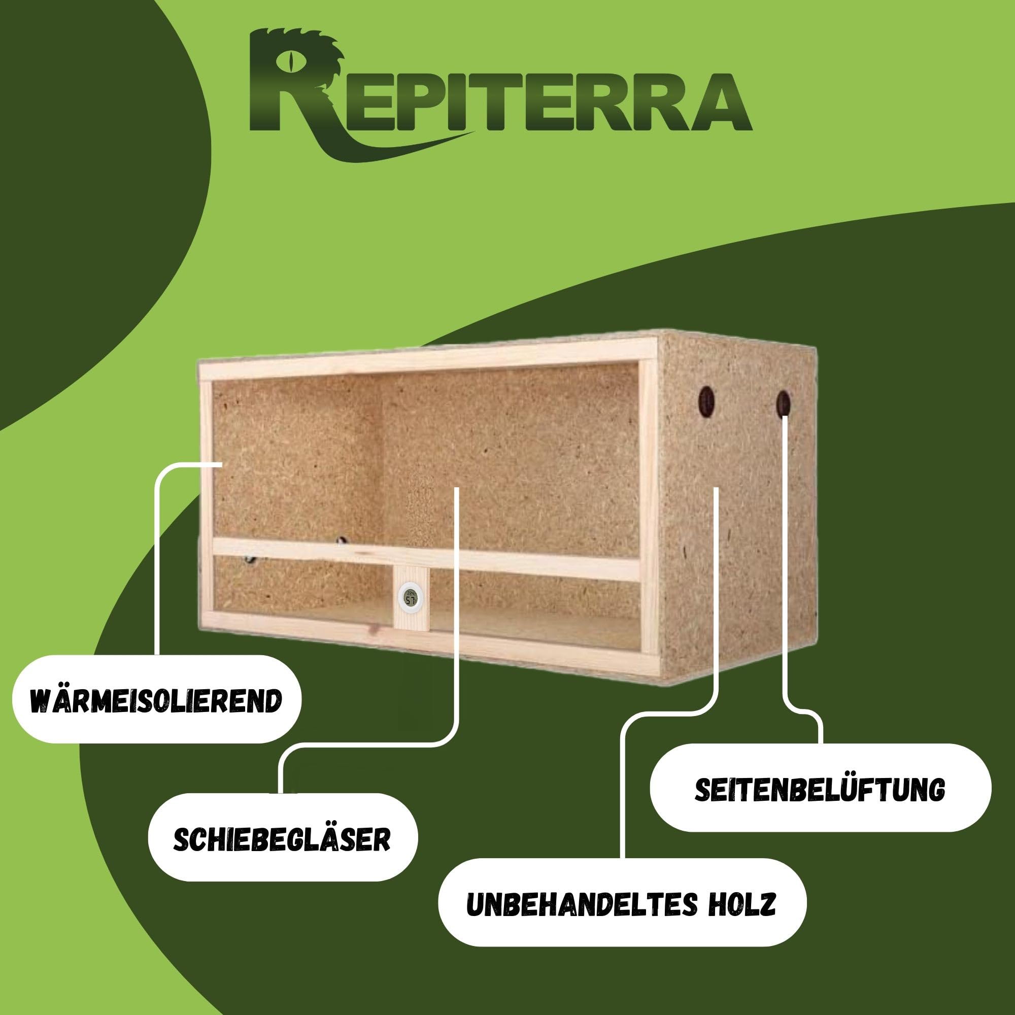 Repiterra Terrarium Seitenbelüftung Holzterrarium 120x50x50 robust