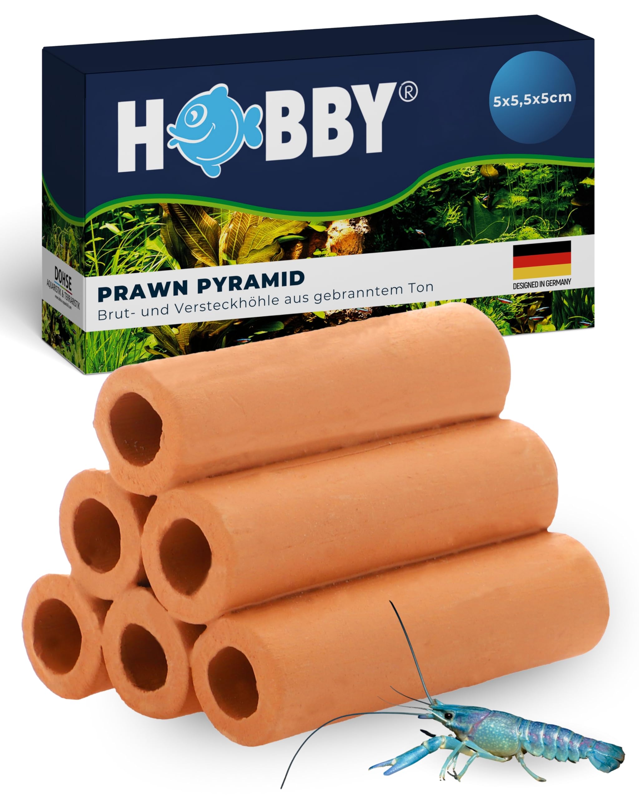 Hobby Prawn Pyramid 2-1 red Garnelenhöhle 3,5x3,5x5 cm Terrakotta
