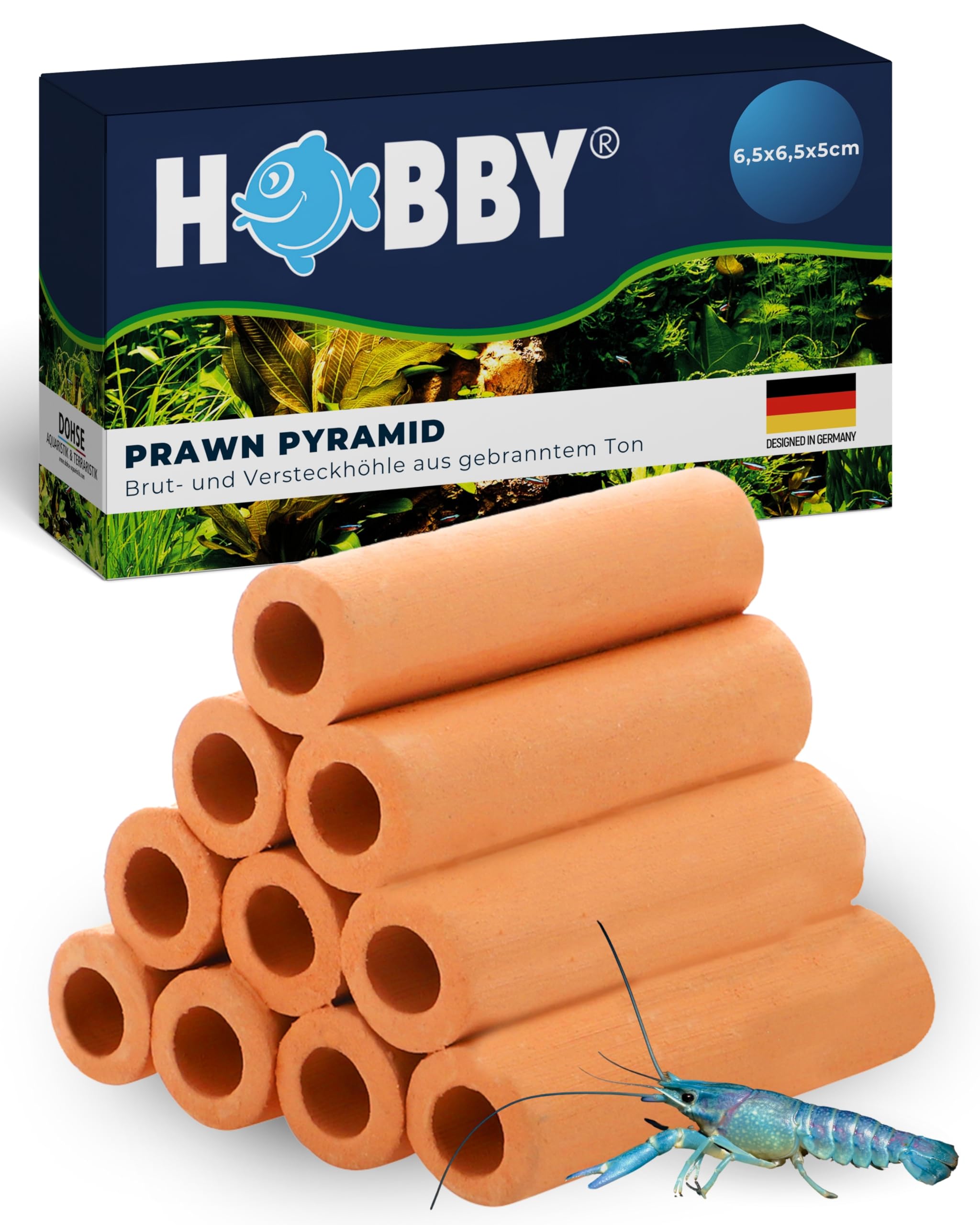 Hobby Prawn Pyramid 2-1 red Garnelenhöhle 3,5x3,5x5 cm Terrakotta