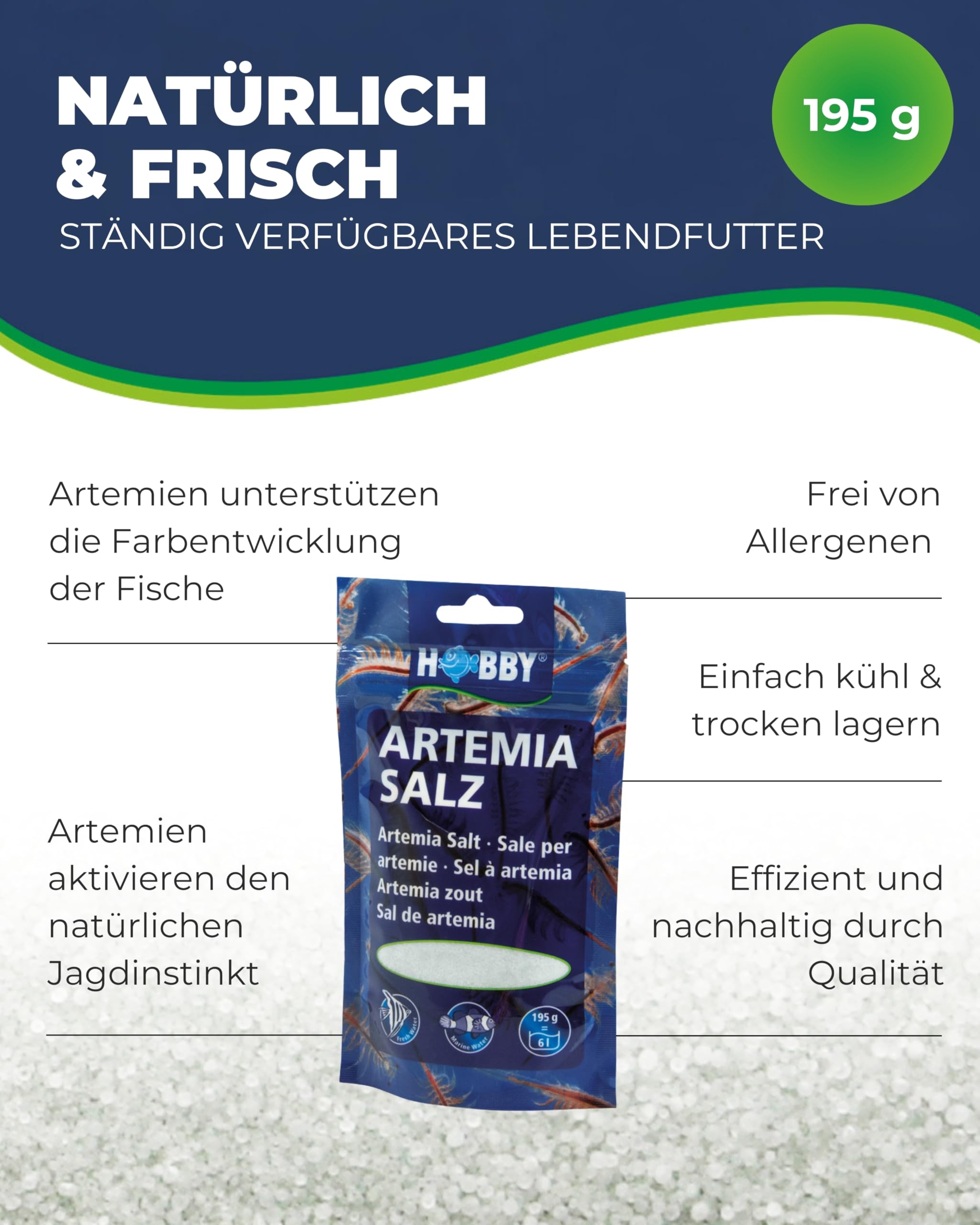 Hobby Artemia Salz 195g Lebendfutter-Zucht Spezialsalz