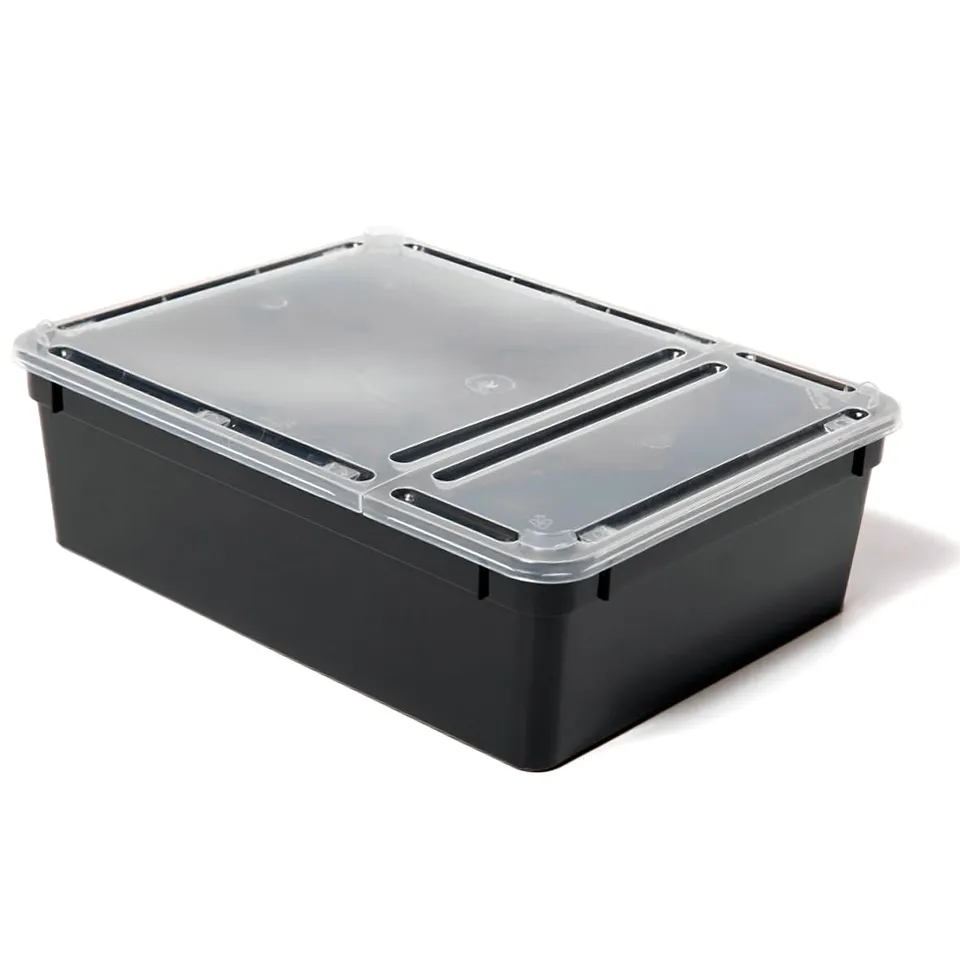 M&S Reptilien Kunststoffbox schwarz 24x18x7,5 cm Deckel klar
