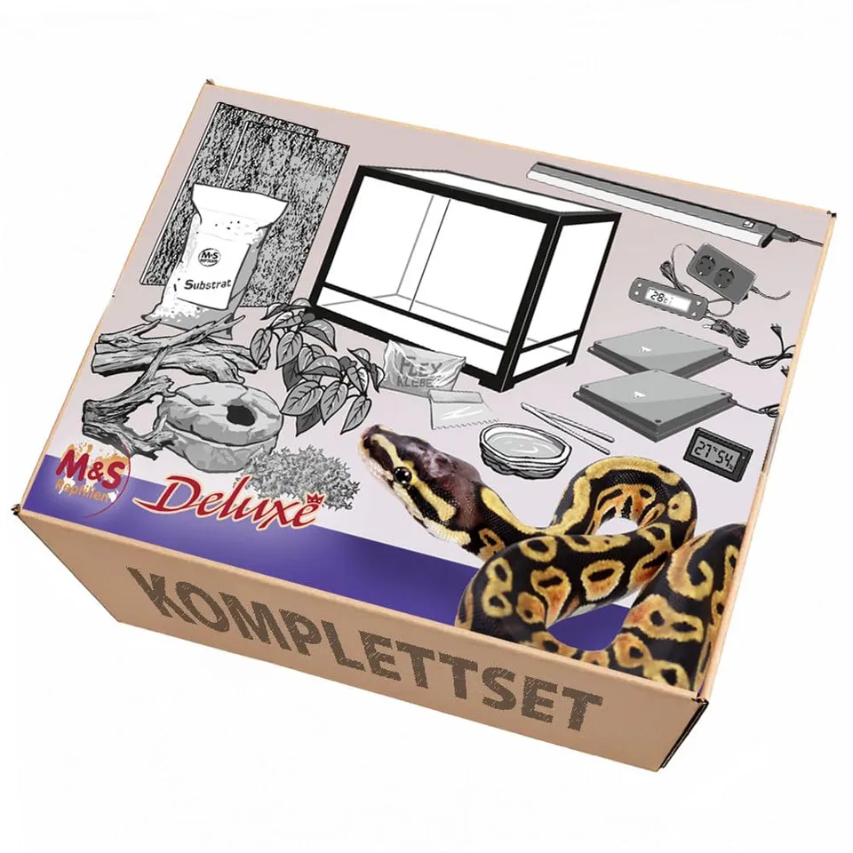 M&S Reptilien Komplettset Deluxe Königspython Terrarium 120x60x45 Glas