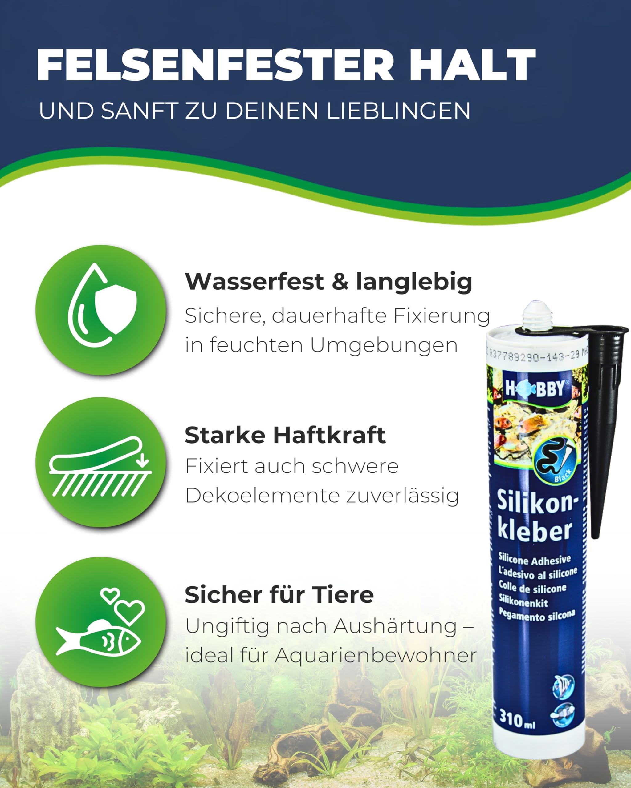 Hobby Aquaristik Silikonkleber Aquarium-Silikon 310 ml schwarz