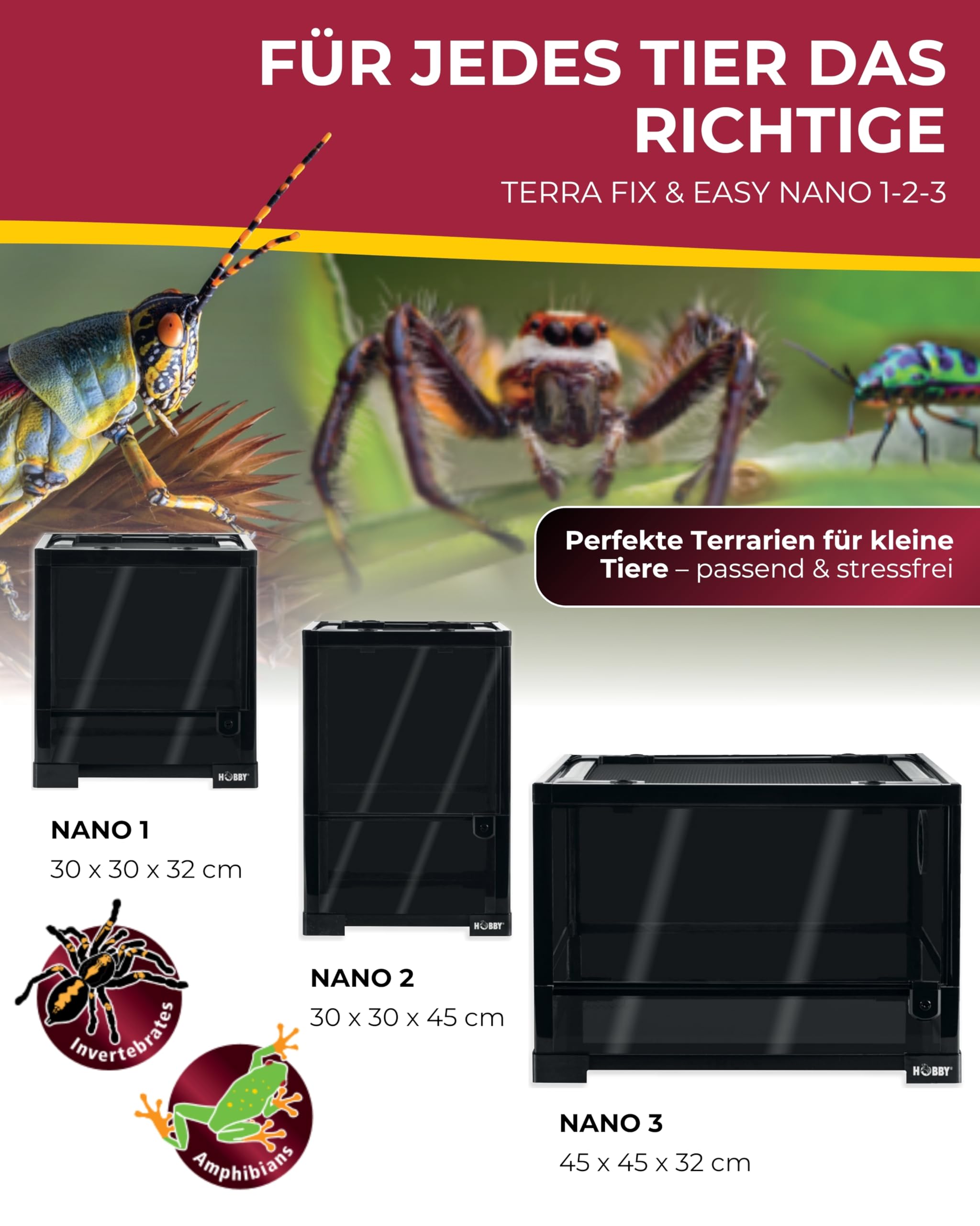Hobby Fix und Easy Nano 1 Terrarium Schwarz wasserdicht