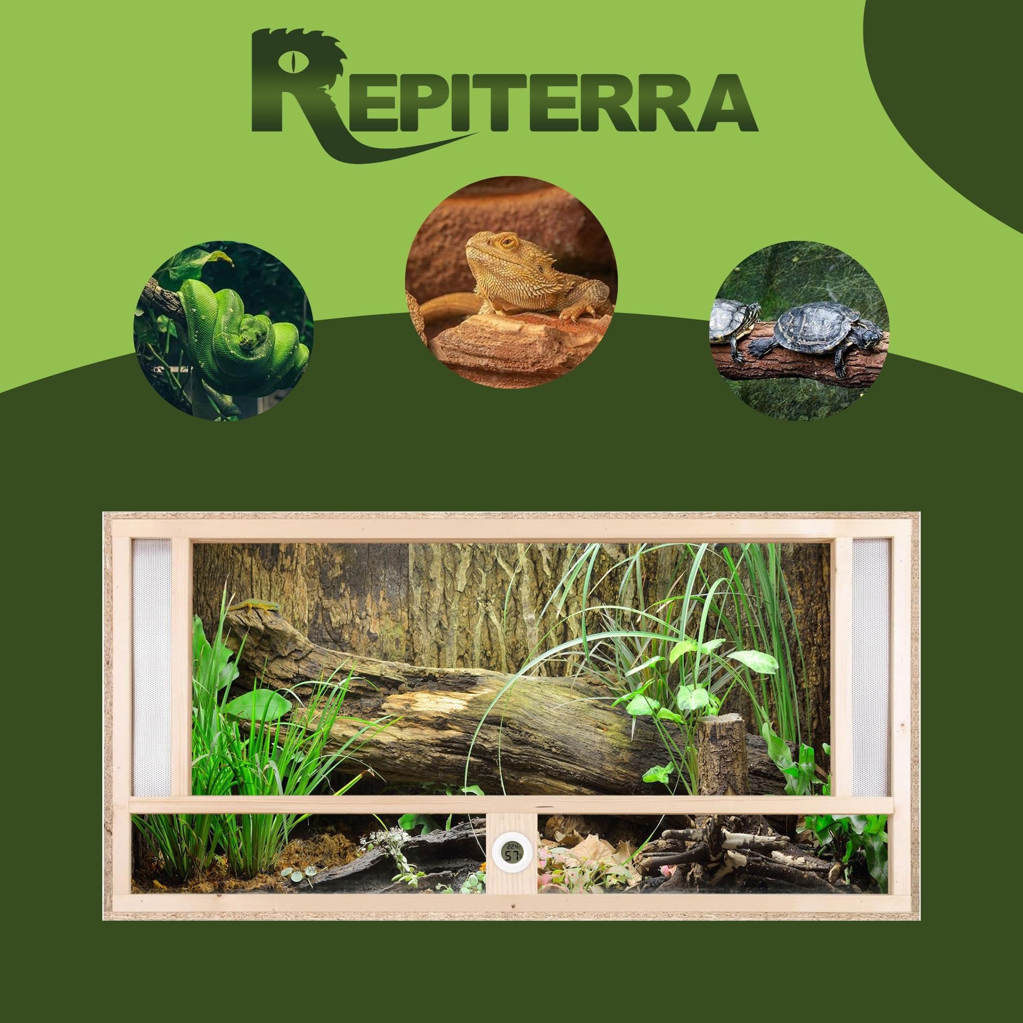 Repiterra Terrarium Frontbelüftung Holzterrarium 120x60x60 natürlich