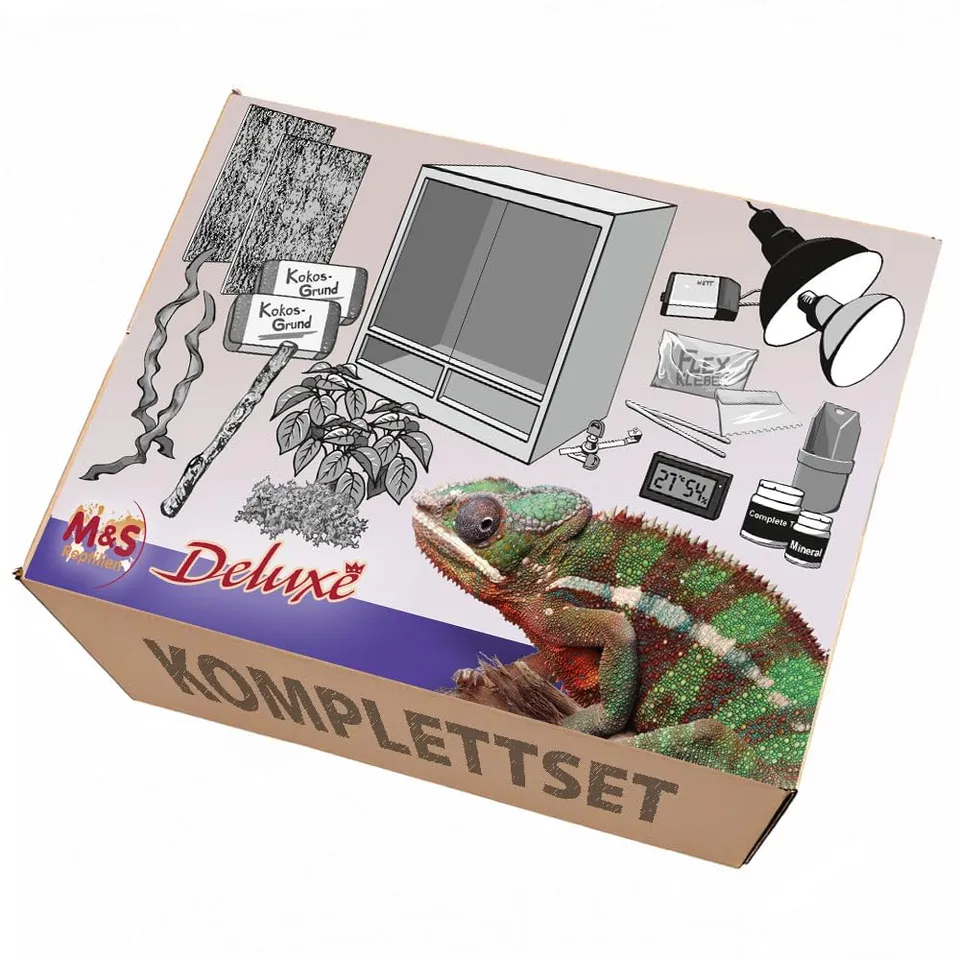 M&S Reptilien Komplettset Deluxe Chamäleon Terrarium-Set Holz
