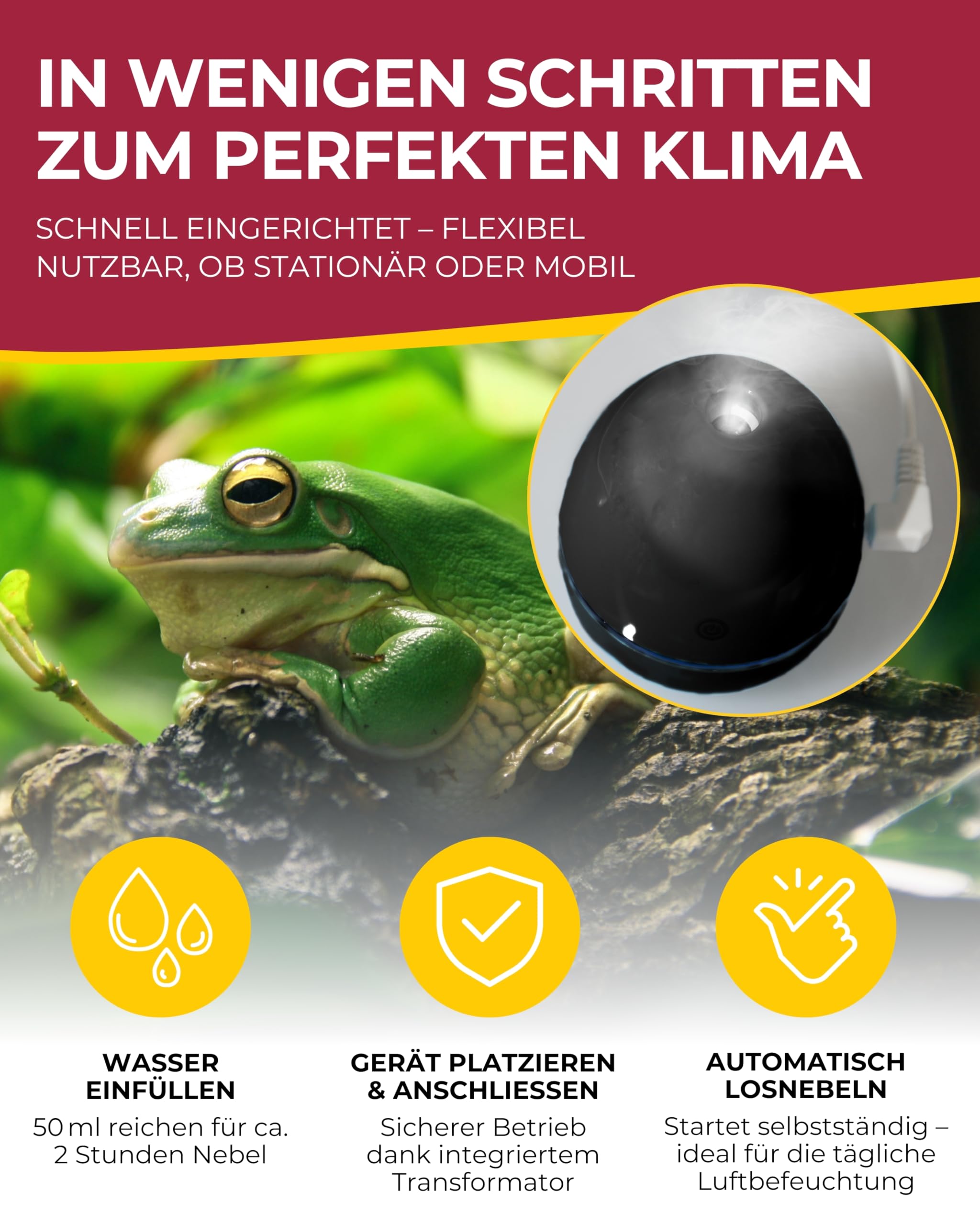 Hobby Foggy I Ultraschall-Nebler 50 ml für Terrarium
