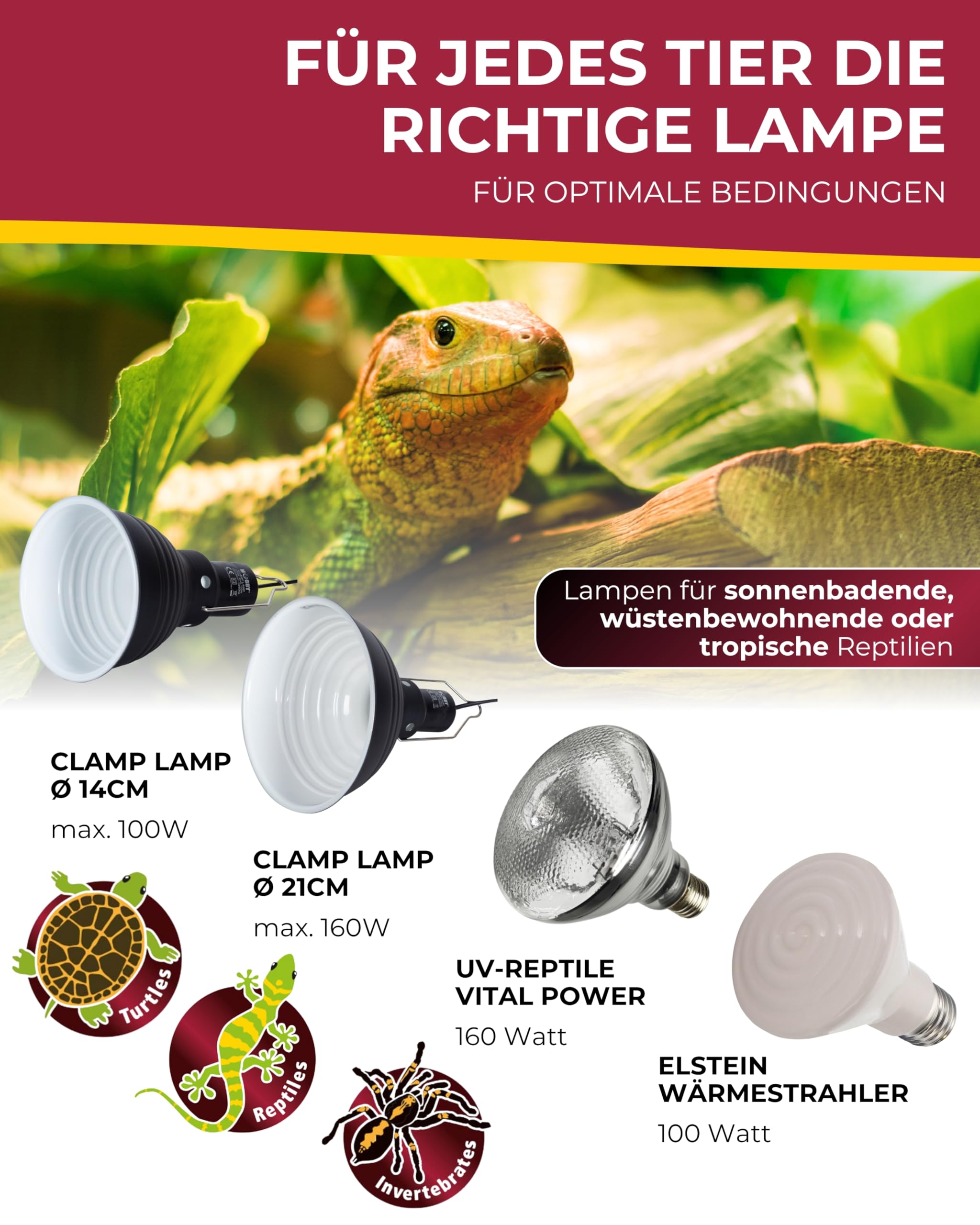 Hobby Clamp Lamp Leuchte 21 cm E27 Terrarium Klemme