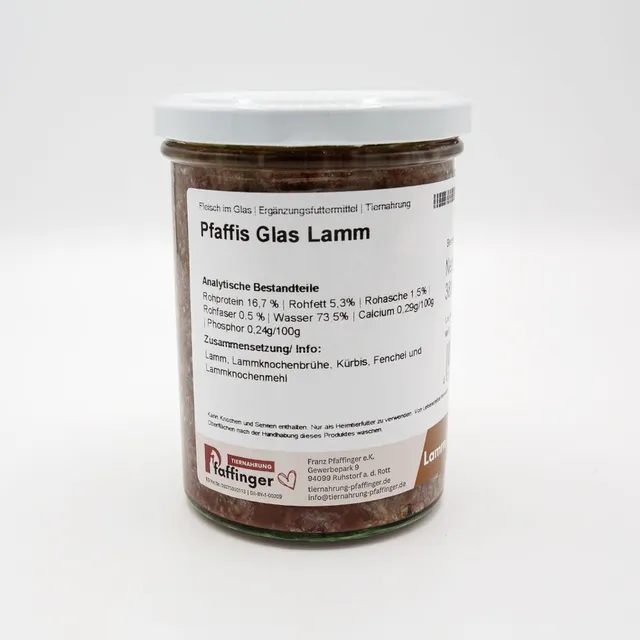 Genussglas Lamm Menü Hundefutter 380 g Glas