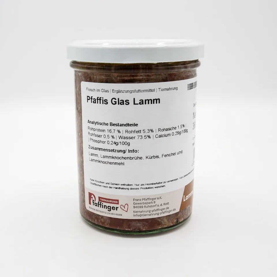 Genussglas Lamm Menü Hundefutter 380 g Glas