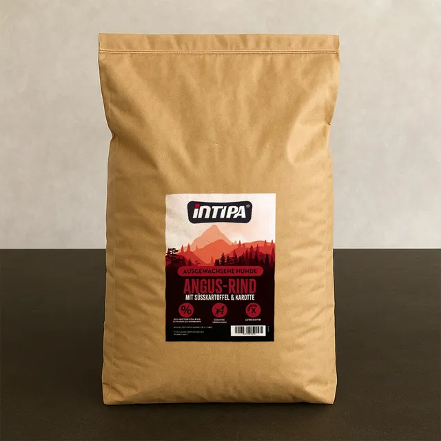 intipa DOG Angus Rind mit Süßkartoffel und Karotte Trockenfutter 15 kg