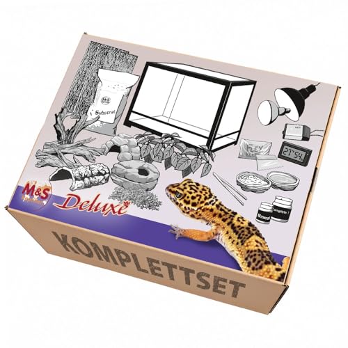 M&S Reptilien Komplettset Deluxe Leopardgecko Terrarium 91x46 Glas