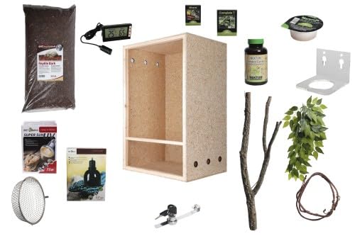 M&S Reptilien Komplettset Kronengecko Terrarium XL Holz hoch