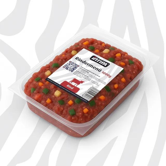 intipa BARF Rindermenü Frostfutter 1000 g für Hunde