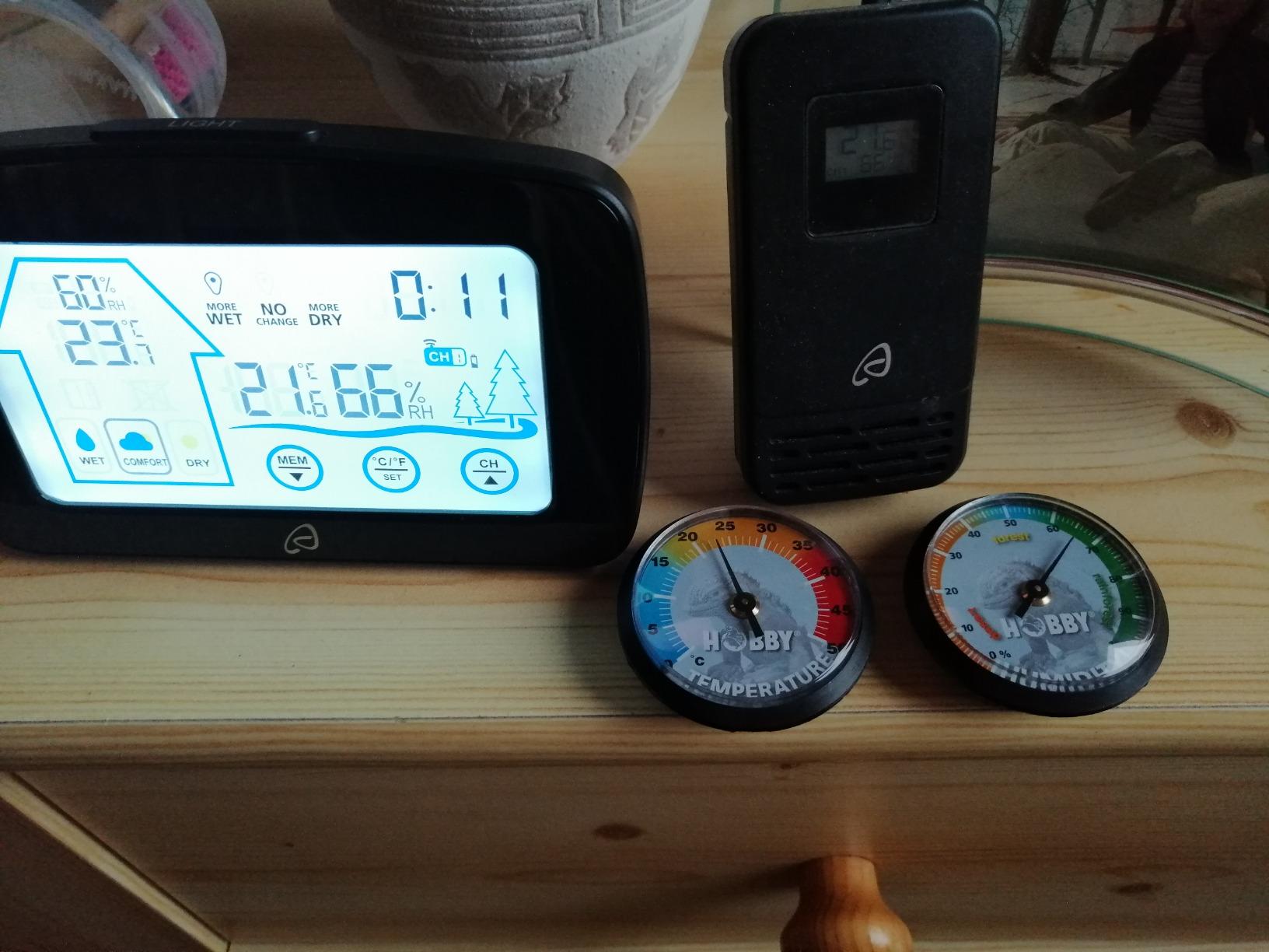 Hobby Hygrometer Thermometer analog selbstklebend Terrarium
