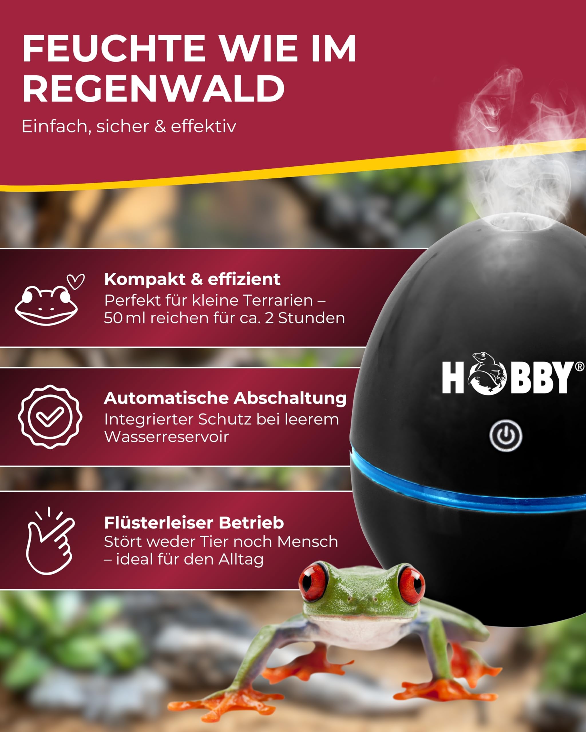Hobby Foggy I Ultraschall-Nebler 50 ml für Terrarium