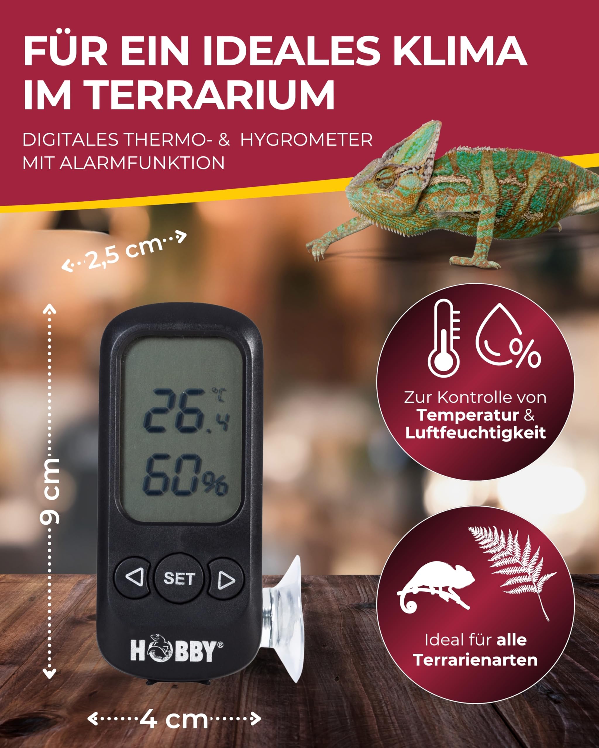 Hobby Terra Check Thermometer Hygrometer digital Alarm