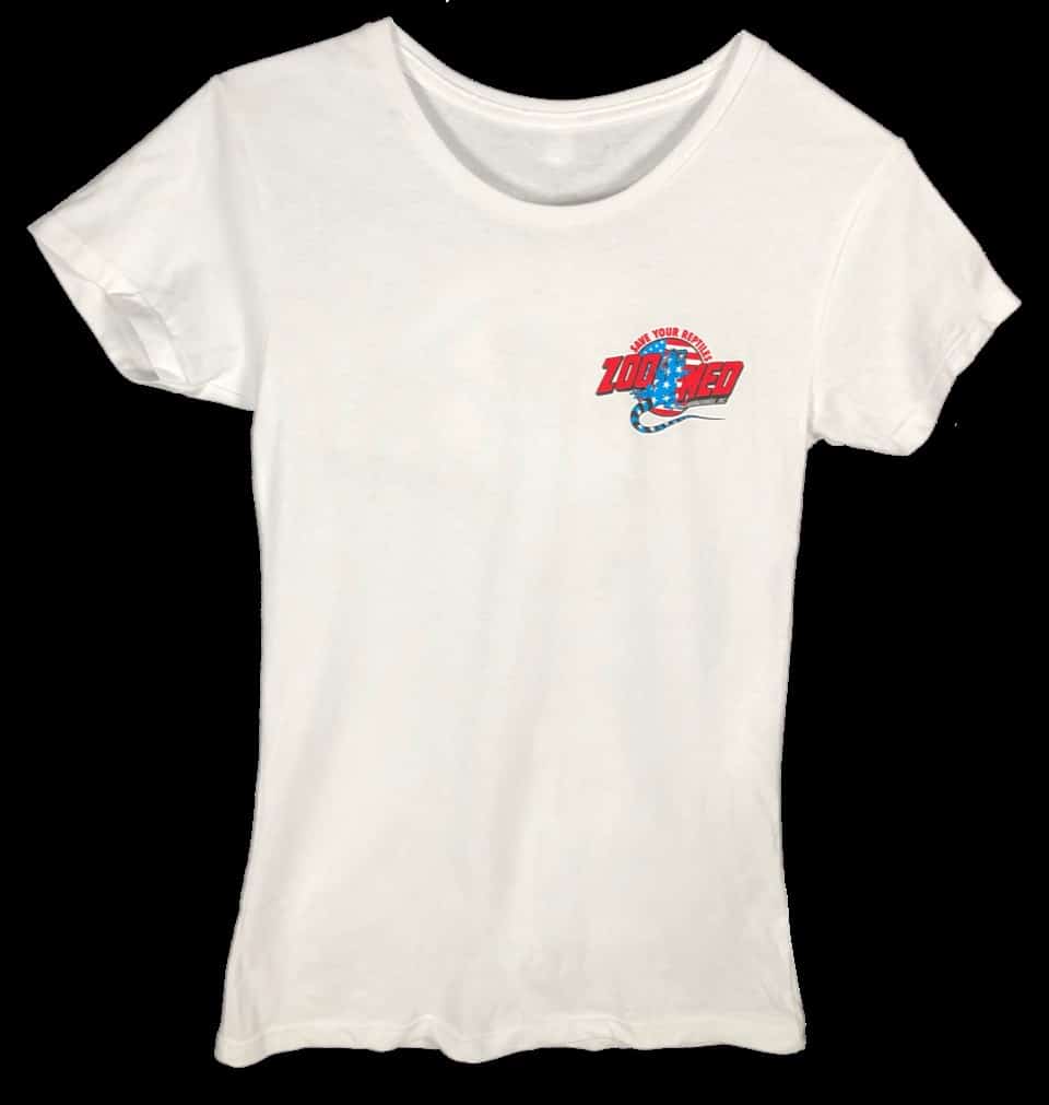 Zoo Med USA Logo Damen T-Shirt weiß Baumwolle