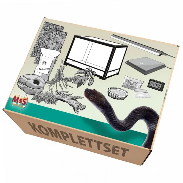 M&S Reptilien Komplettset kleine Nattern Terrarium-Set 91,5x46x46 Glas