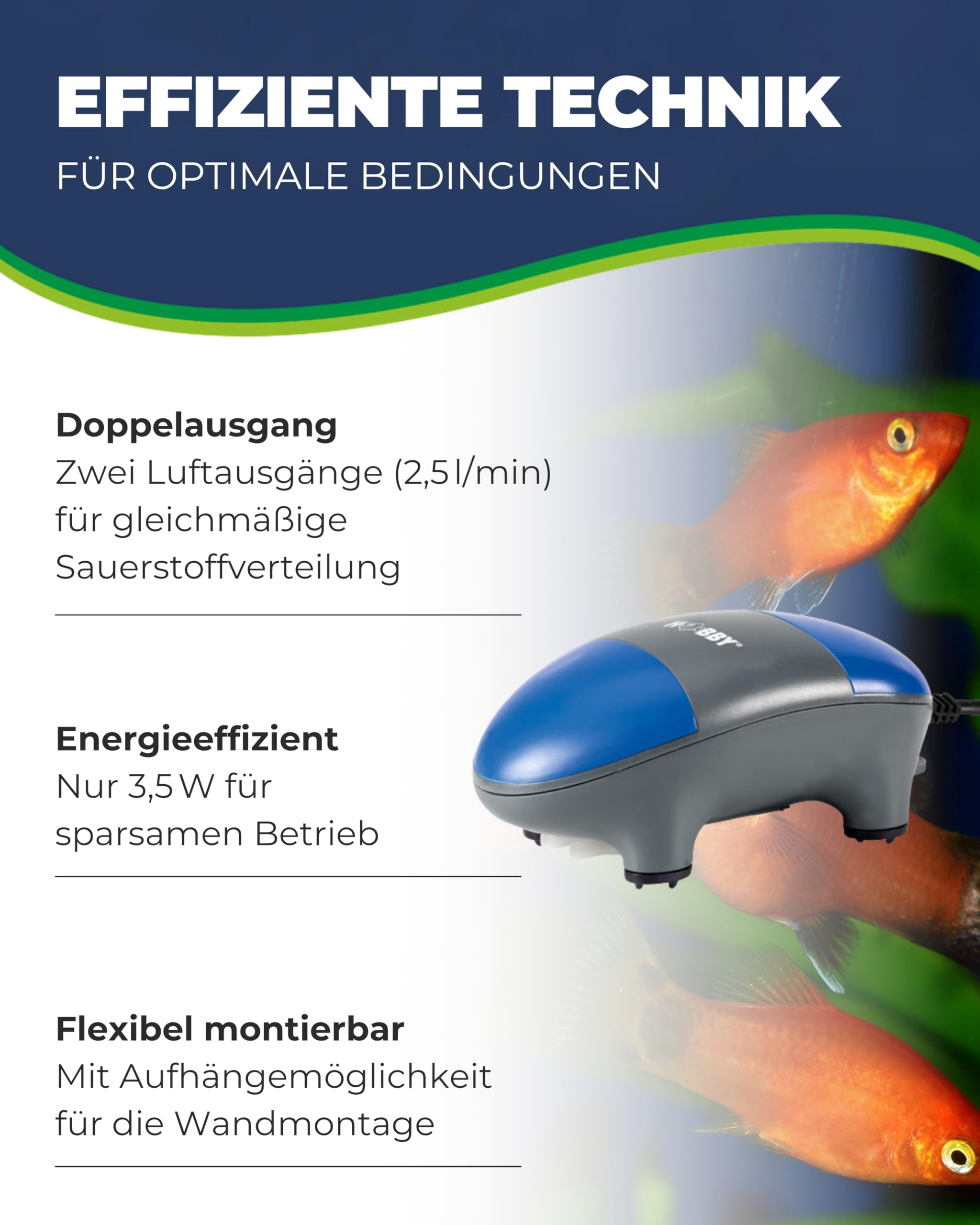 Hobby Bubble Air Pump 100 Luftpumpe 50-100 l leise