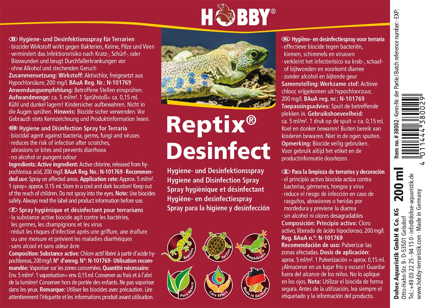 Hobby Reptix Desinfect Hygienespray 200 ml