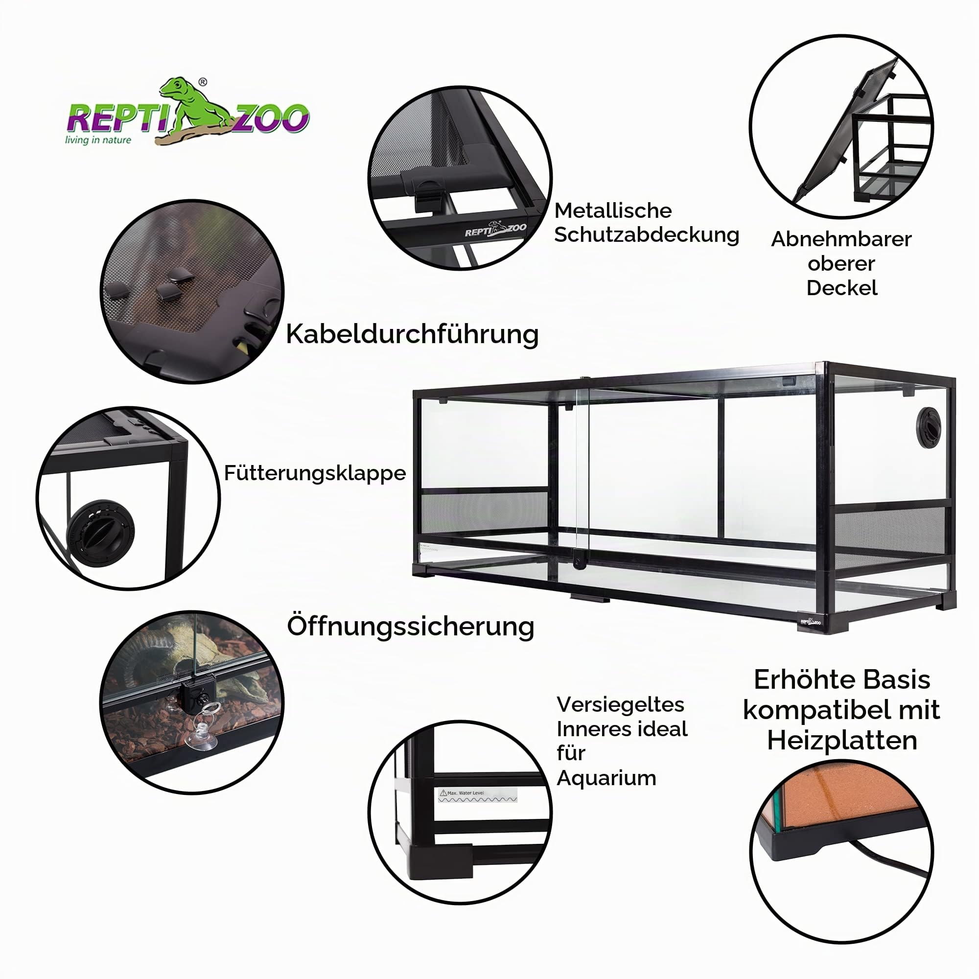 ReptiZoo RK0222 Glas-Terrarium 120x45x45 cm zerlegbar