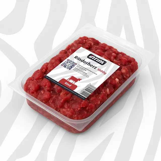 intipa BARF Rinderherz Frostfleisch 1000 g Rind