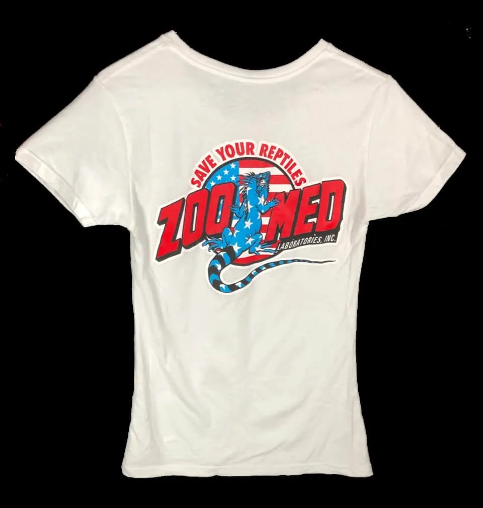 Zoo Med USA Logo Damen T-Shirt weiß Baumwolle