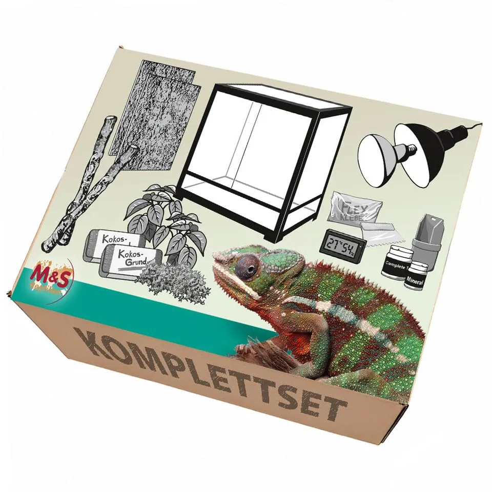 M&S Reptilien Chamäleon Terrarium-Set Glas 61x61x122 RK242448