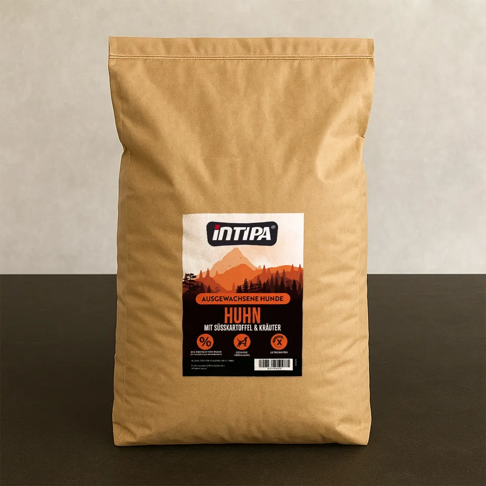 intipa DOG Huhn mit Süßkartoffel und Kräuter Trockenfutter 15 kg