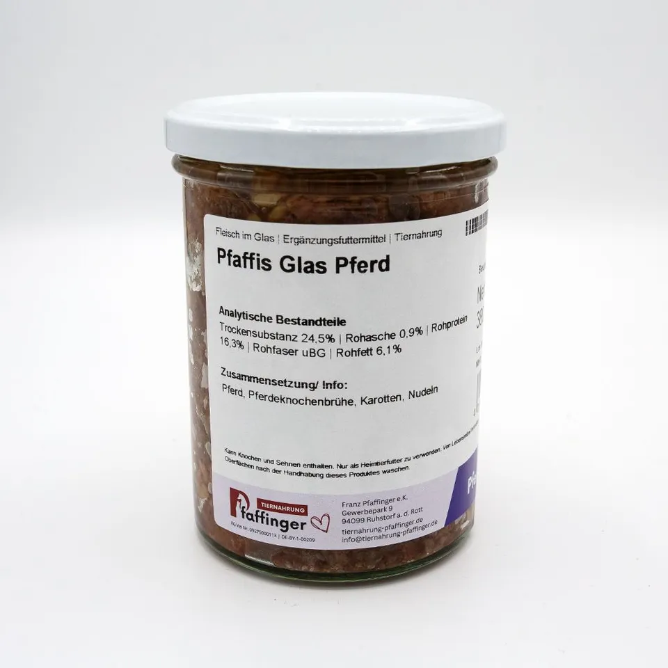 Genussglas Pferd Menü Hundefutter 380 g im Glas
