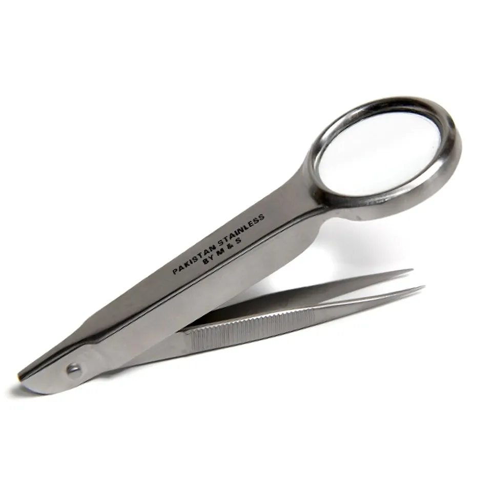 M&S Reptilien Pinzette mit Lupe 9,5 cm Futterpinzette Edelstahl