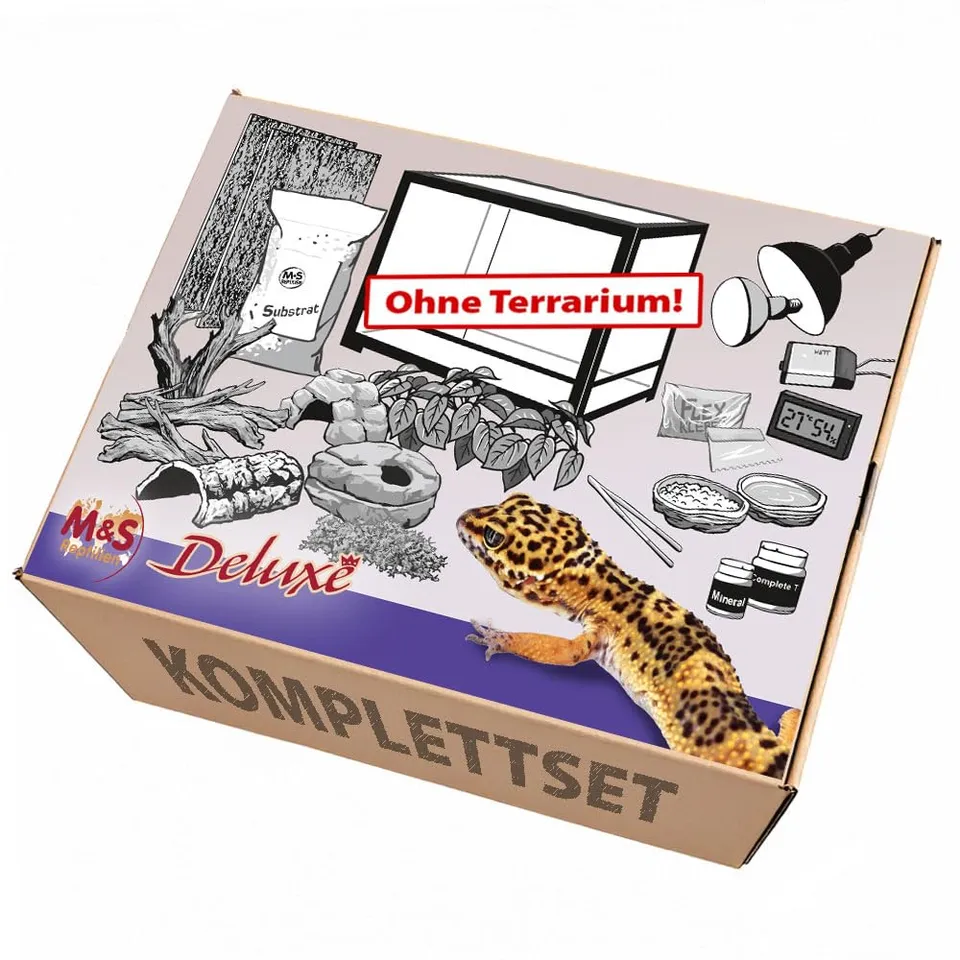 M&S Reptilien Komplettset Deluxe Leopardgecko Zubehör 100x50x50