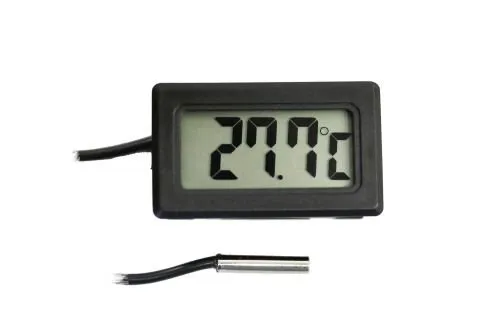M&S Reptilien Thermometer mit Fühler schwarz eckig digital