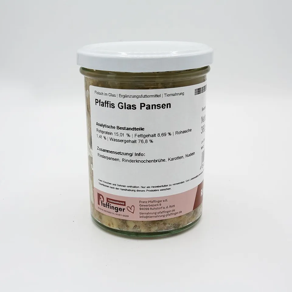 Genussglas Pansen Menü Hundefutter 380 g Glas