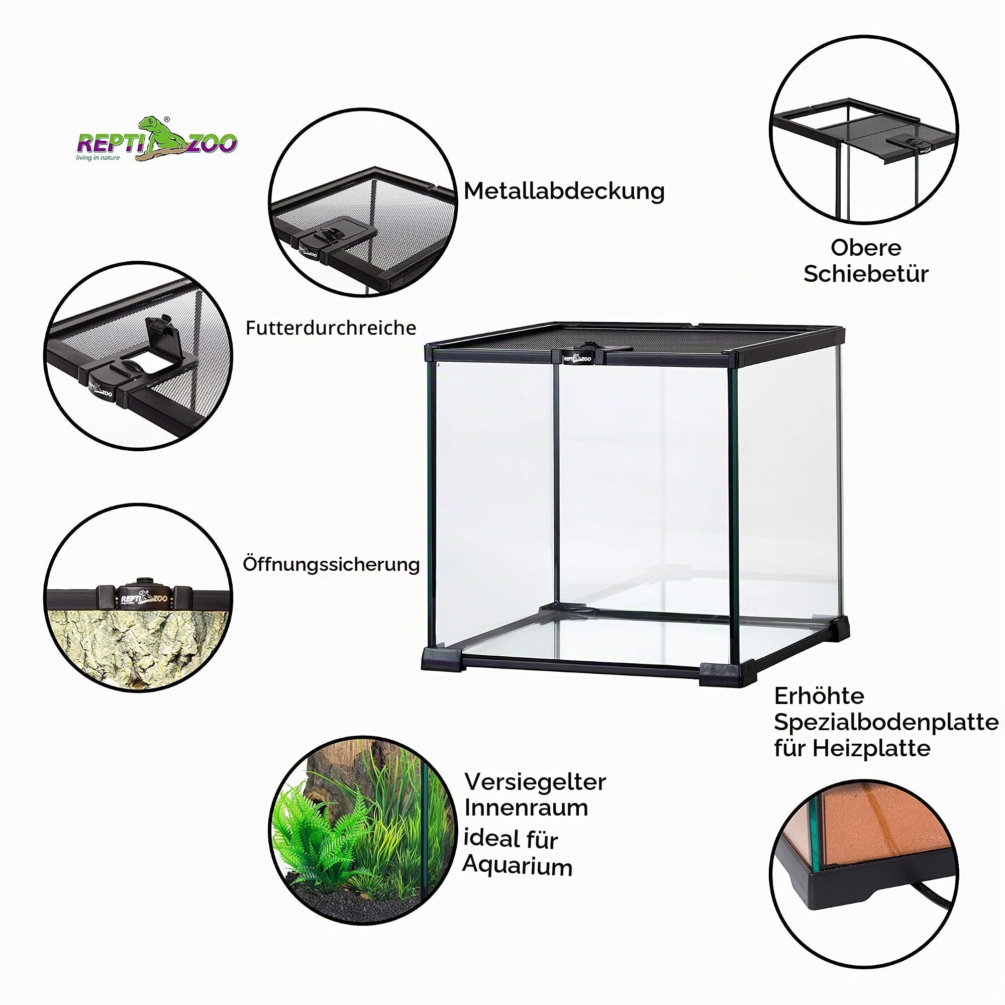 Repti Zoo Simple Habitat Terrarium 31x31x30 cm Futterloch