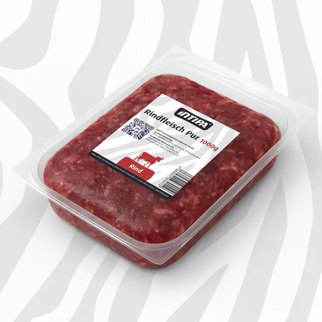 intipa BARF Rindfleisch Pur 90/10 Hundefutter 1000 g
