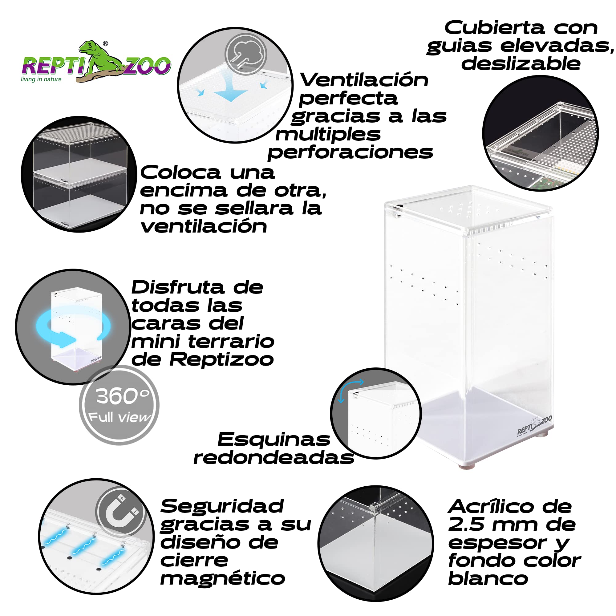 Repti Zoo Acryl-Terrarium 7,5x7,5x15 cm transparent