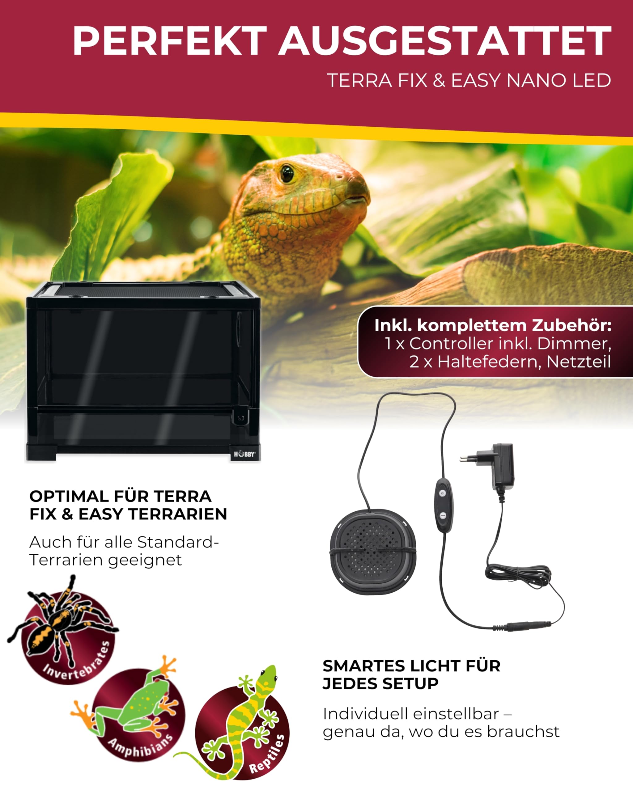 Hobby Terra Fix & Easy Nano LED Terrariumlampe dimmbar