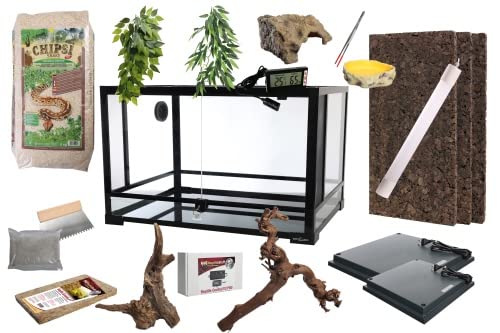 M&S Reptilien Komplettset Deluxe Nattern Terrarium-Set 120x60x60 Glas