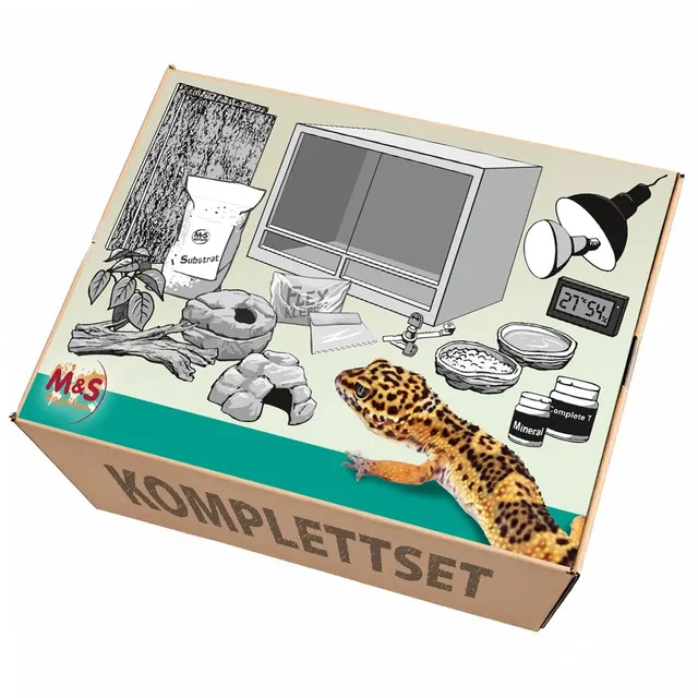 M&S Reptilien Komplettset 100x50x50 Leopardgecko Holz