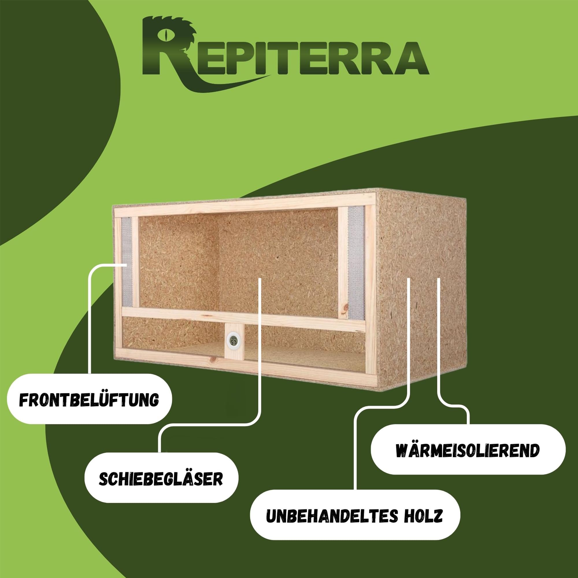 Repiterra Terrarium Frontbelüftung 80x40x40 cm Holzterrarium