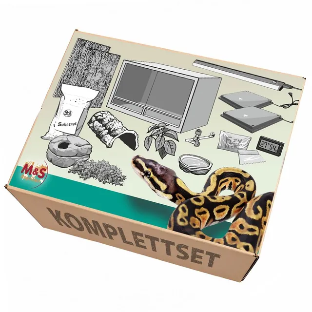 M&S Reptilien Komplettset Königspython Terrarium 100x50x50 Holz