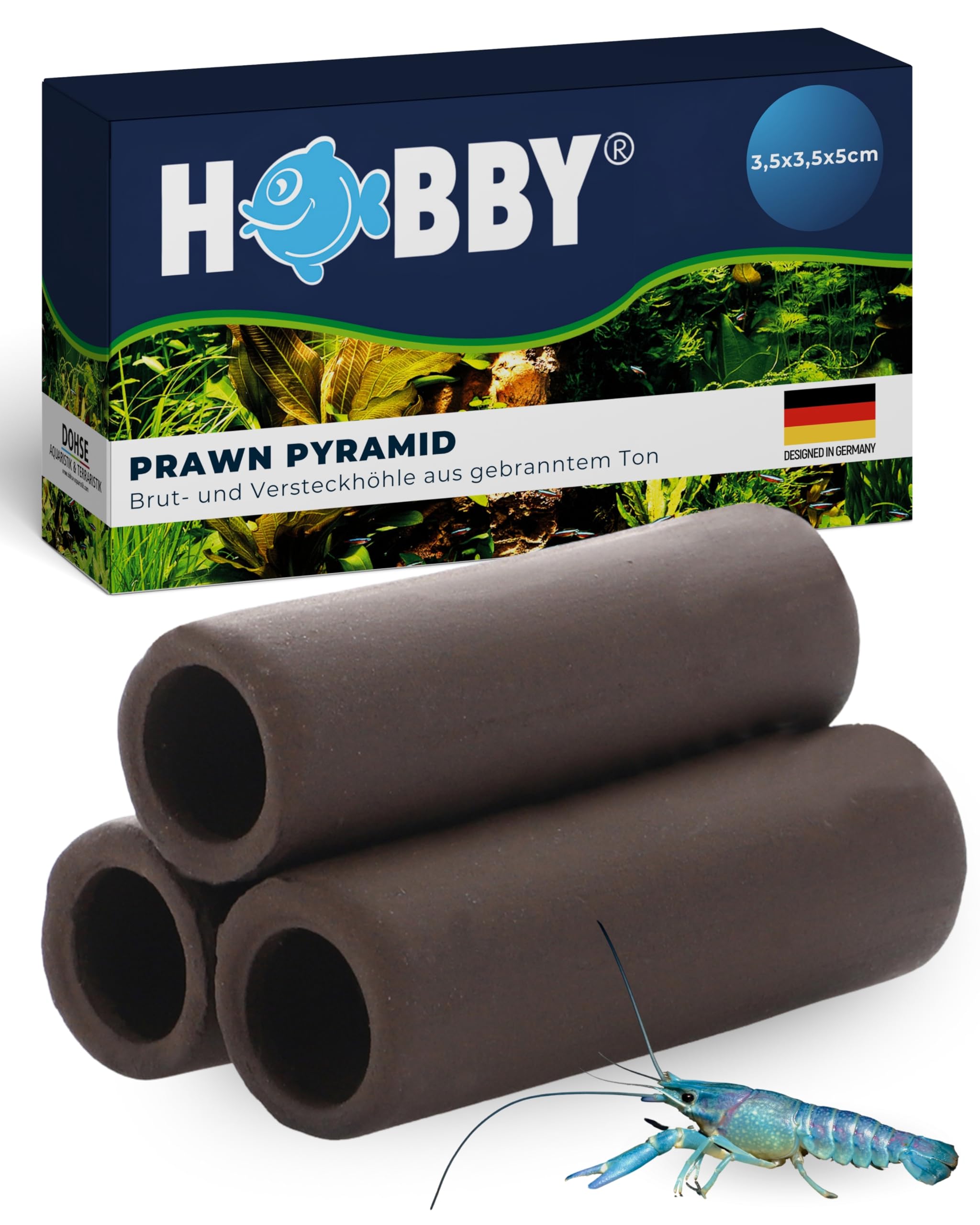 Hobby Prawn Pyramid 3-2-1 dark Garnelenhöhle 5x5,5x5 cm