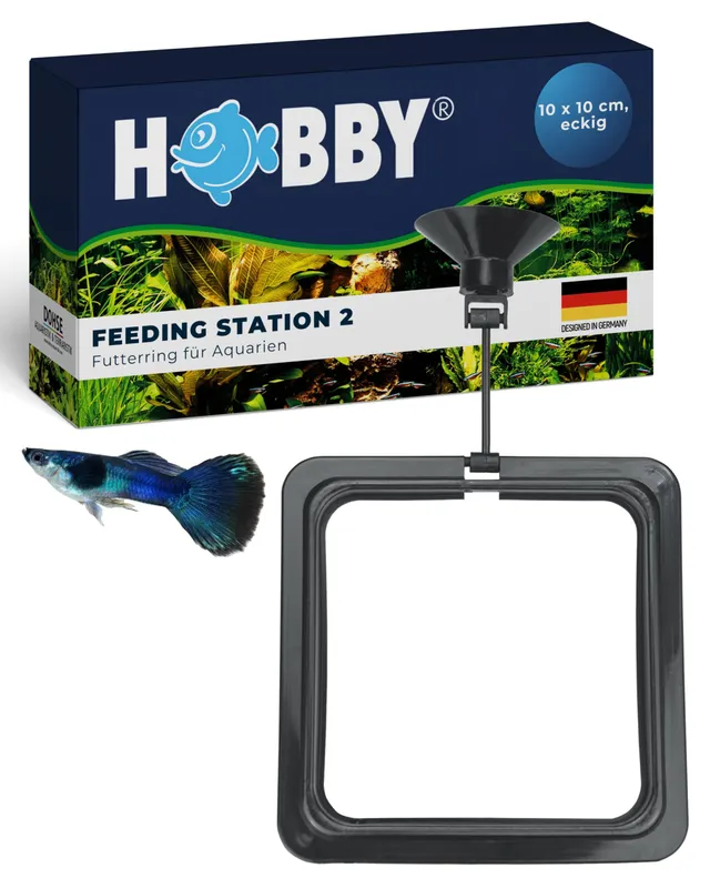 Hobby Feeding Station 2 Futterring eckig 10x10 cm mit Saugnapf