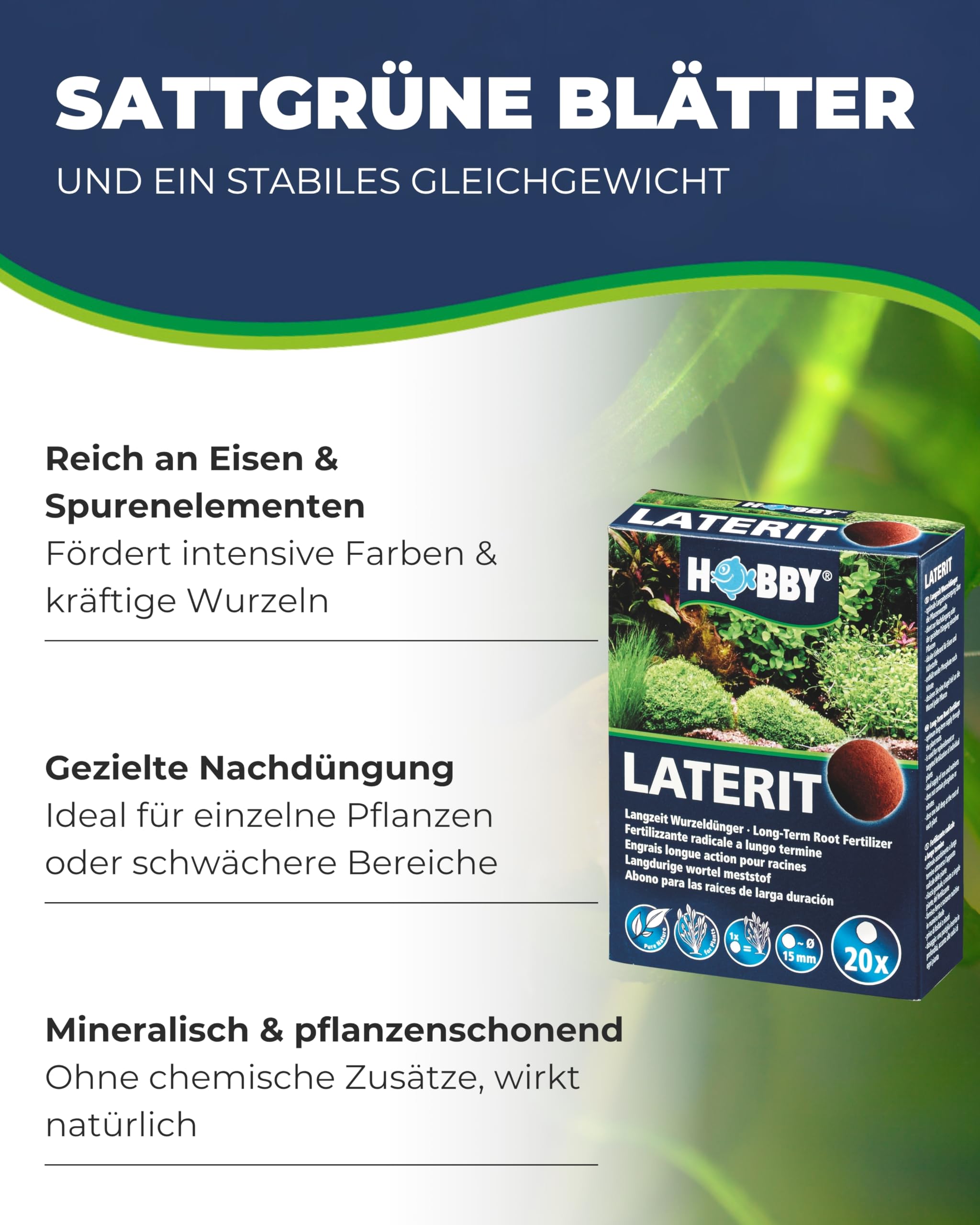 Hobby Laterit Wurzeldünger 20 Kugeln Ø15 mm eisenreich