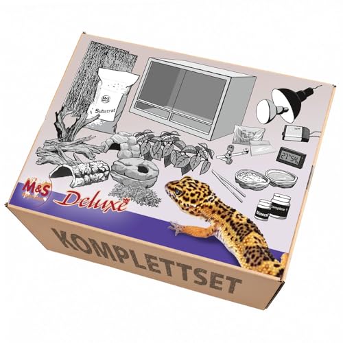 M&S Reptilien Leopardgecko Komplettset Deluxe 100x50x50 Holzterrarium